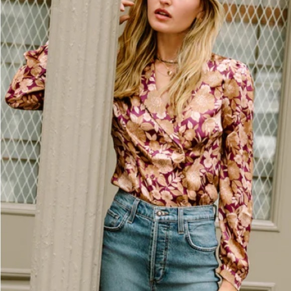 Favorite Daughter x Anthropologie Rami Sm Purple Pink Silky Double Button Front - Picture 2 of 15